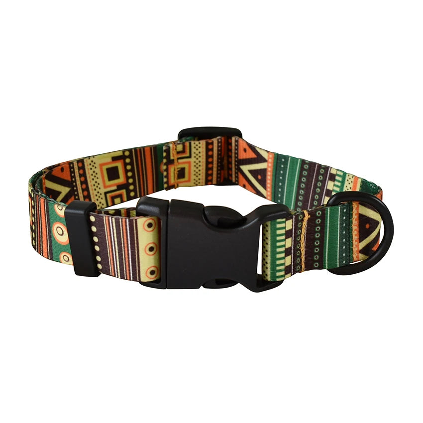 National style Nylon Printed Dog collar leash Adjustable Puppy Small  Collar Pet Collars for dogs Pet Free engraving