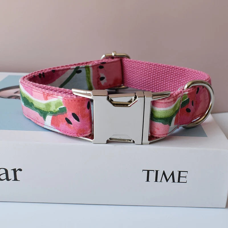 Personalized Pet Bowknot Dog Collar And Leash Set Can Engrave For Free Suitable For All Kinds Of Small Dog, Medium Dog Fruit 04