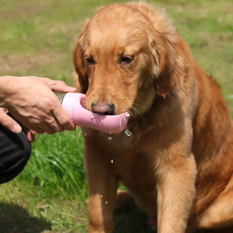 Pet Portable 2 in 1 Dog Water Bottle for Small Medium Large Dogs Cats Hiking Leakproof Food Dispenser Golden Retriever Supplies