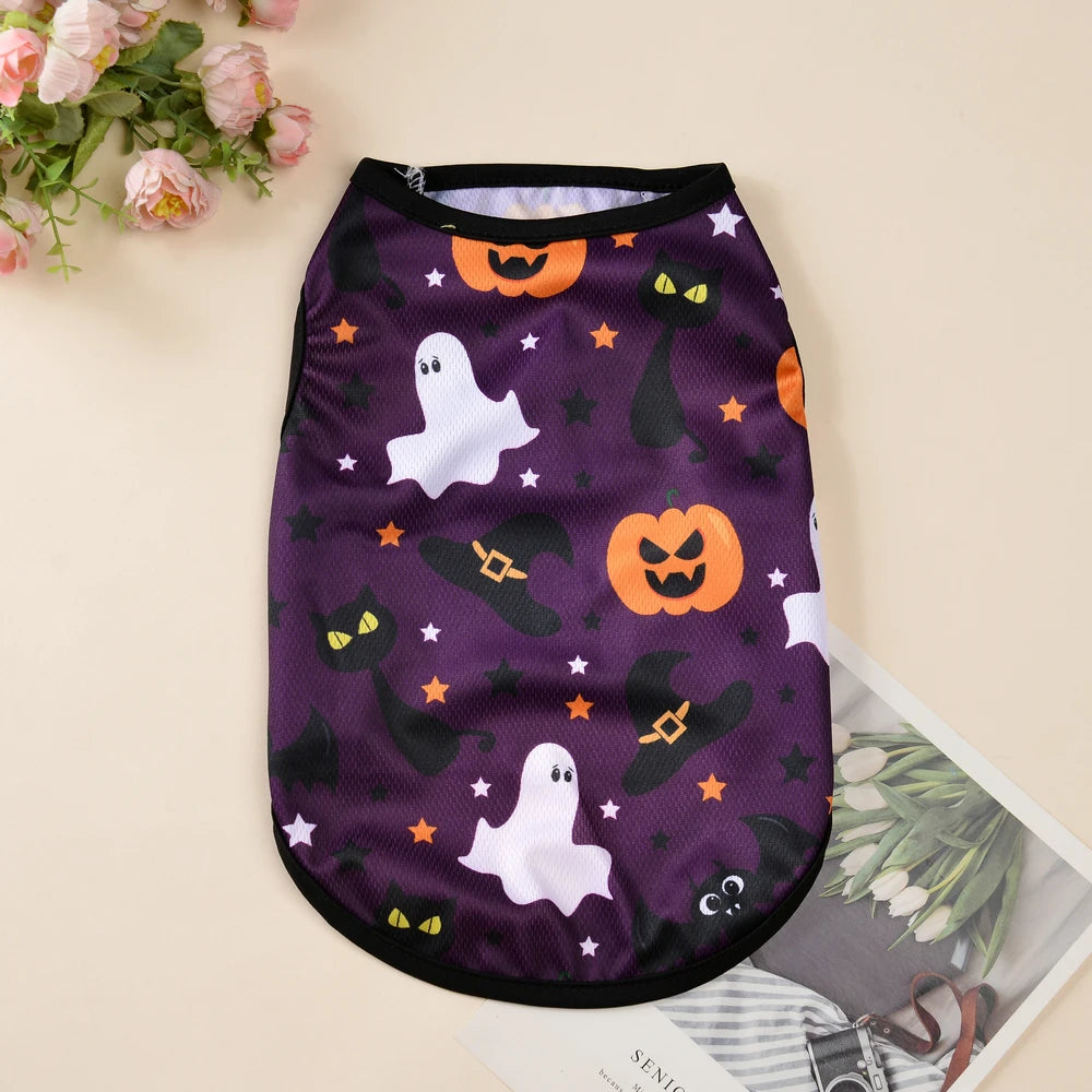 Halloween Dog Cosplay Costumes for Small Medium Dogs Cat Party Dressed Up Puppy Print Clothing Bulldog Chihuahua Pug Pet Outfits