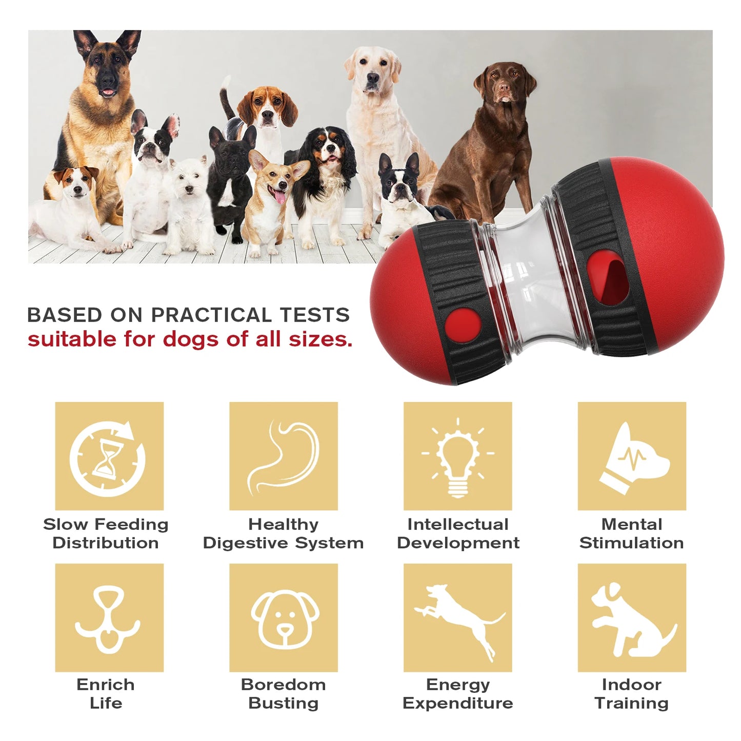 Interactive Dog Toys Puzzle Toy Ball Adjustable Food Treat Dispensing Enrichment Toys for Dogs Intelligence Rolling Ball