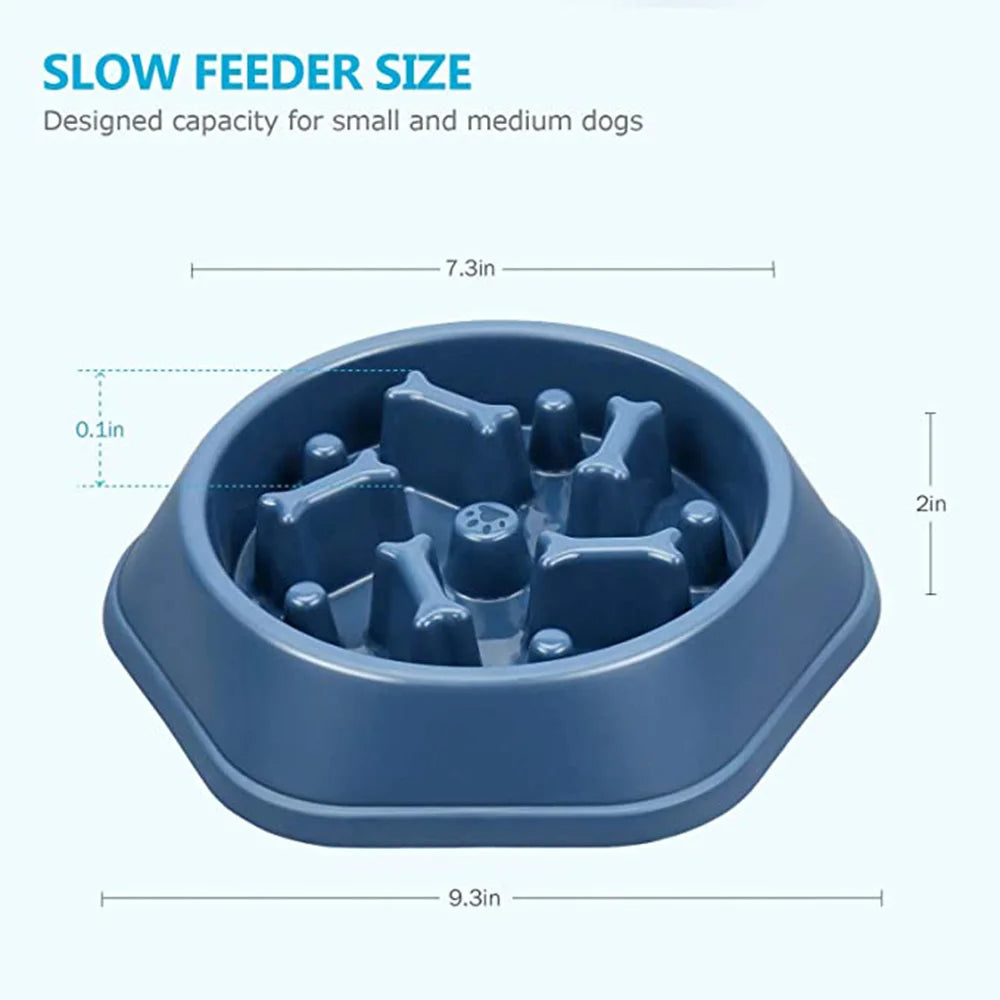 Pet Dog Bowl Dog Slow Feeder Bowl Puppy Cat Slow Eating Dish Bowl Anti-Gulping Food Plate Feeding Dog Cat Food Bowl Pet Supplies