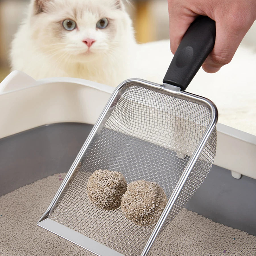 Stainless steel cat litter shovel small hole bentonite mineral sand rutin chicken shovel multi hole filter shovel pet supplies