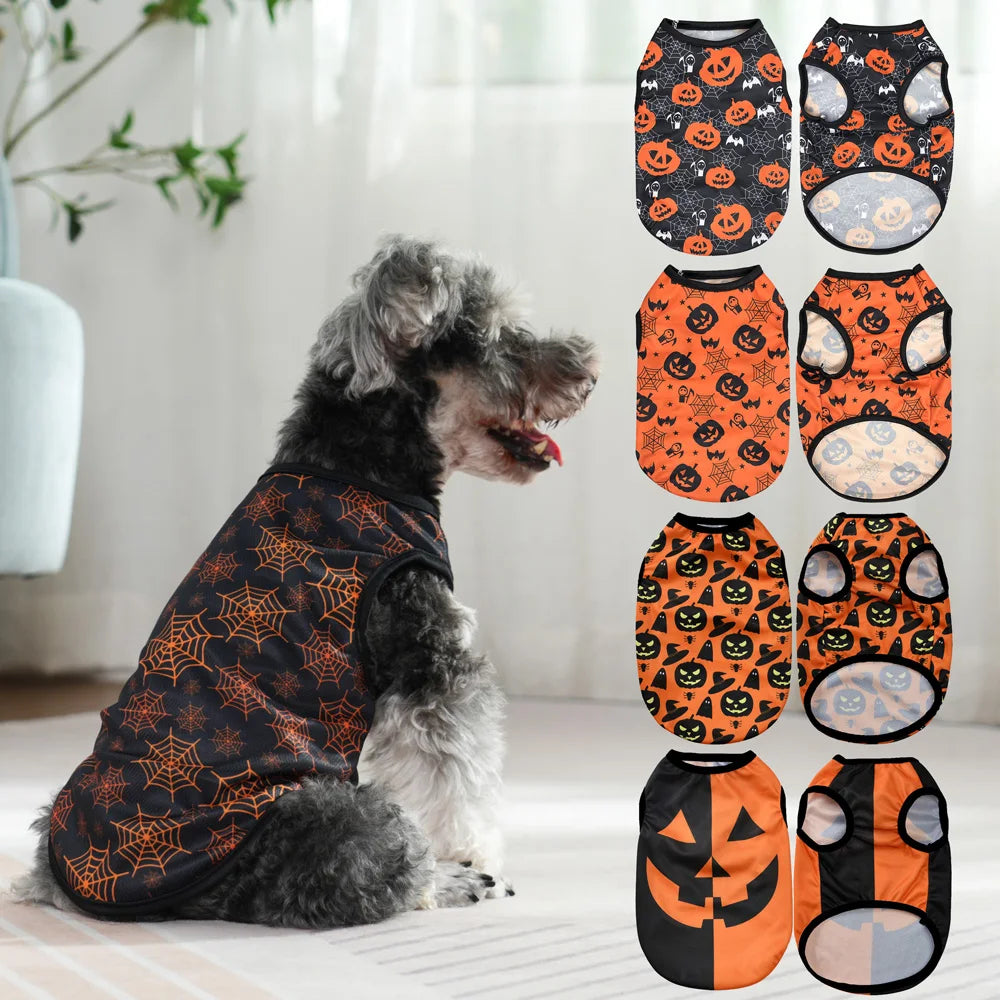 Halloween Pet Cozy Clothes for Small Medium Dogs Cats Party Dressed Up Cosplay Puppy Print Costumes Bulldog Chihuahua Clothing