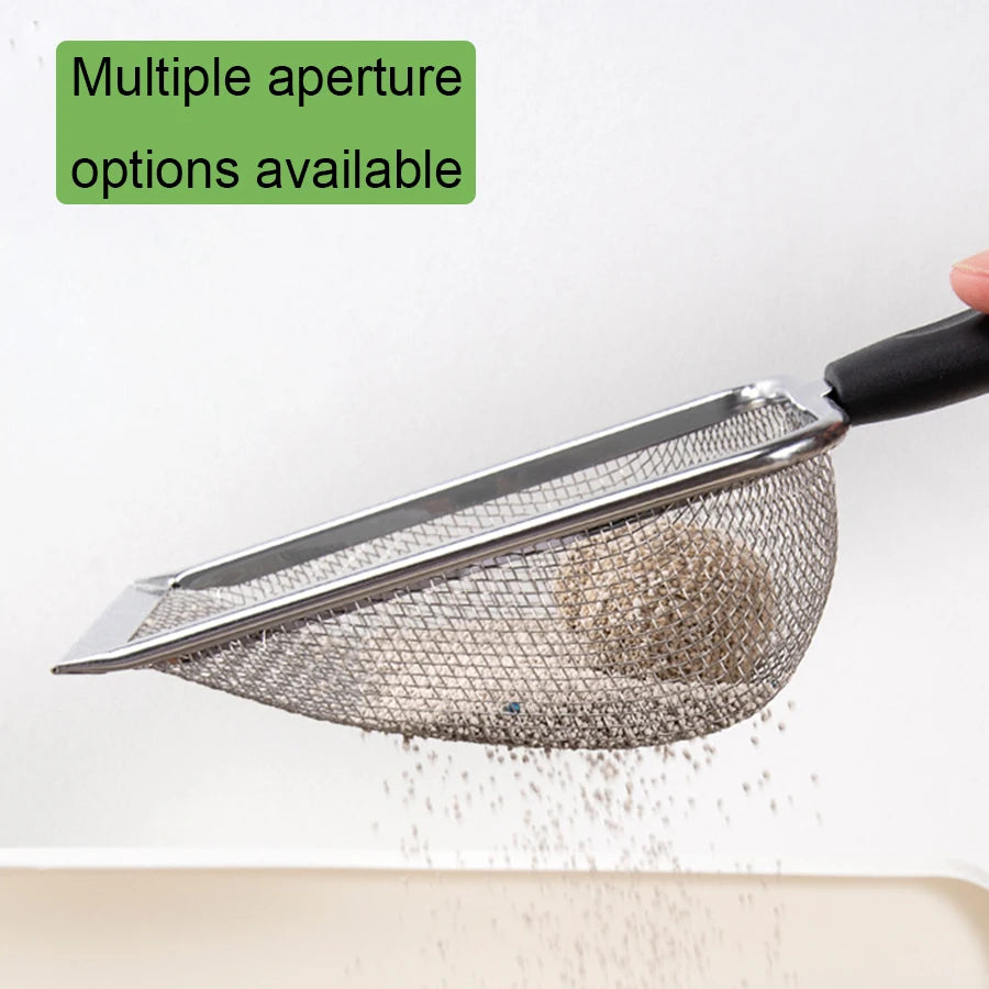 Stainless steel cat litter shovel small hole bentonite mineral sand rutin chicken shovel multi hole filter shovel pet supplies