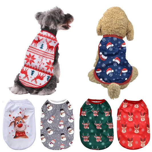 Dog Vest for Small Medium Dogs Cats Winter Funny Party Dressed Up Christmas Print Cosplay Costumes Schnauzer Bulldog Pet Outfits