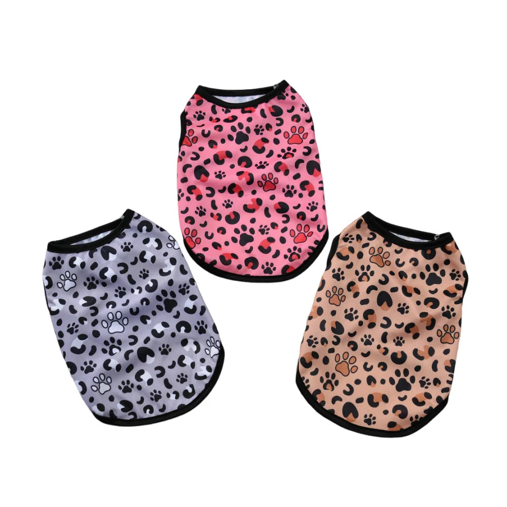 Pet Dog Vest for Small Medium Dogs Cats Walking Cooling Breathable Cloth Mesh Puppy Leopard Print Clothes Chihuahua Pug Clothing