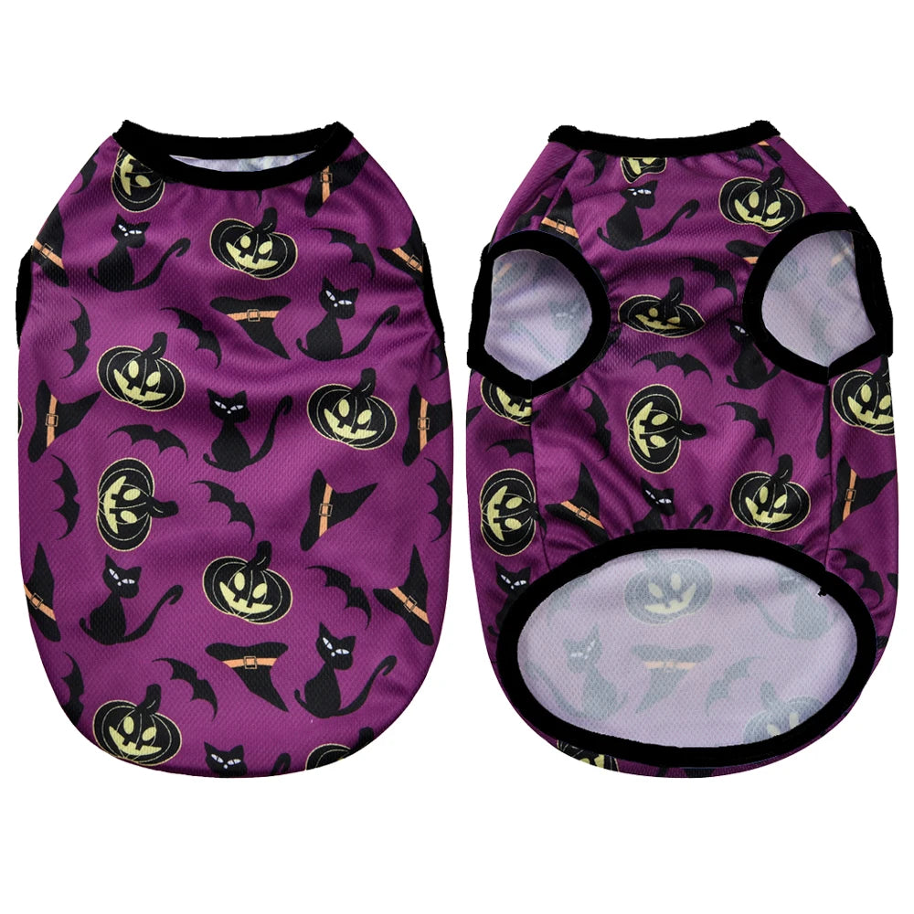 Pet Dog Clothes Vest for Small Medium Dogs Cats Halloween Party Dressed Up Funny Cozy Puppy Print Vest Chihuahua Pug Costumes