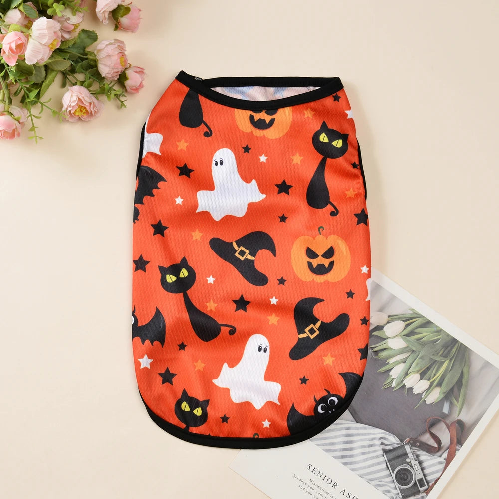 Halloween Dog Cosplay Costumes for Small Medium Dogs Cat Party Dressed Up Puppy Print Clothing Bulldog Chihuahua Pug Pet Outfits