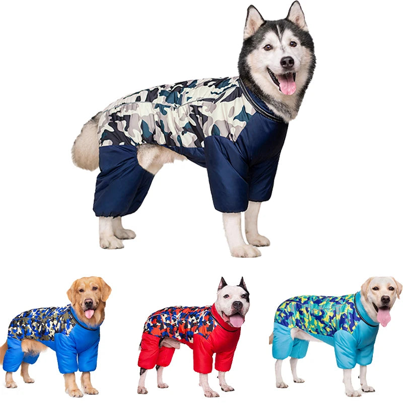 Winter Dog Clothes Super Warm Large Dogs Jacket Thicken Pet Cotton Coat Waterproof Dog Jumpsuits For French-Bulldog Overalls