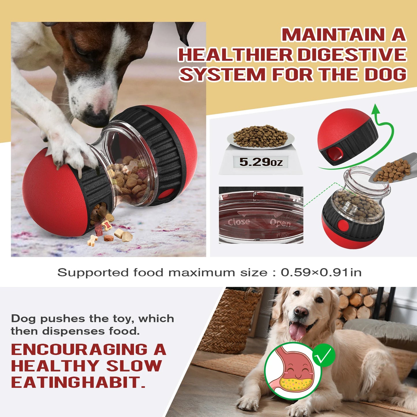 Interactive Dog Toys Puzzle Toy Ball Adjustable Food Treat Dispensing Enrichment Toys for Dogs Intelligence Rolling Ball