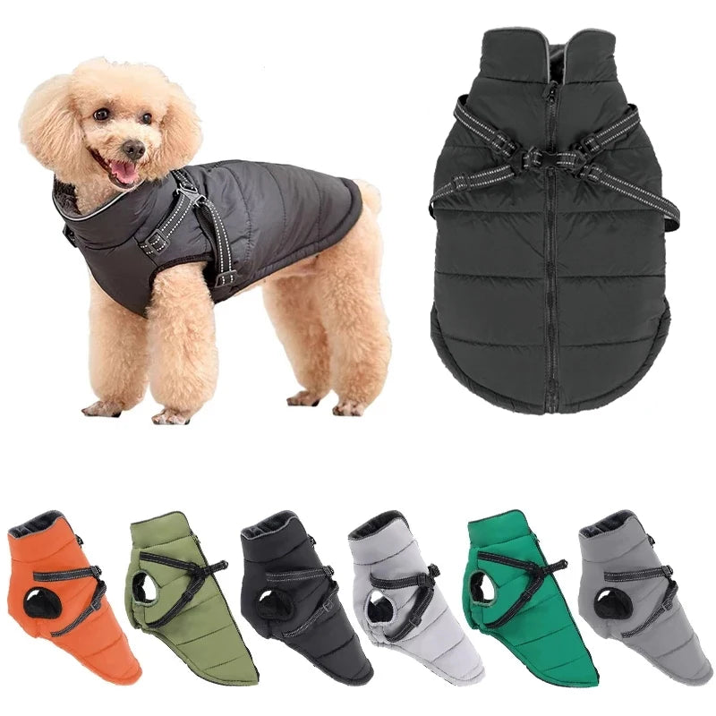 Pet Dog Clothes Harness Waterproof Dog Jacket Vest Winter Warm Dogs Clothes For Puppy Shih Tzu Chihuahua Pug Coat French-Bulldog