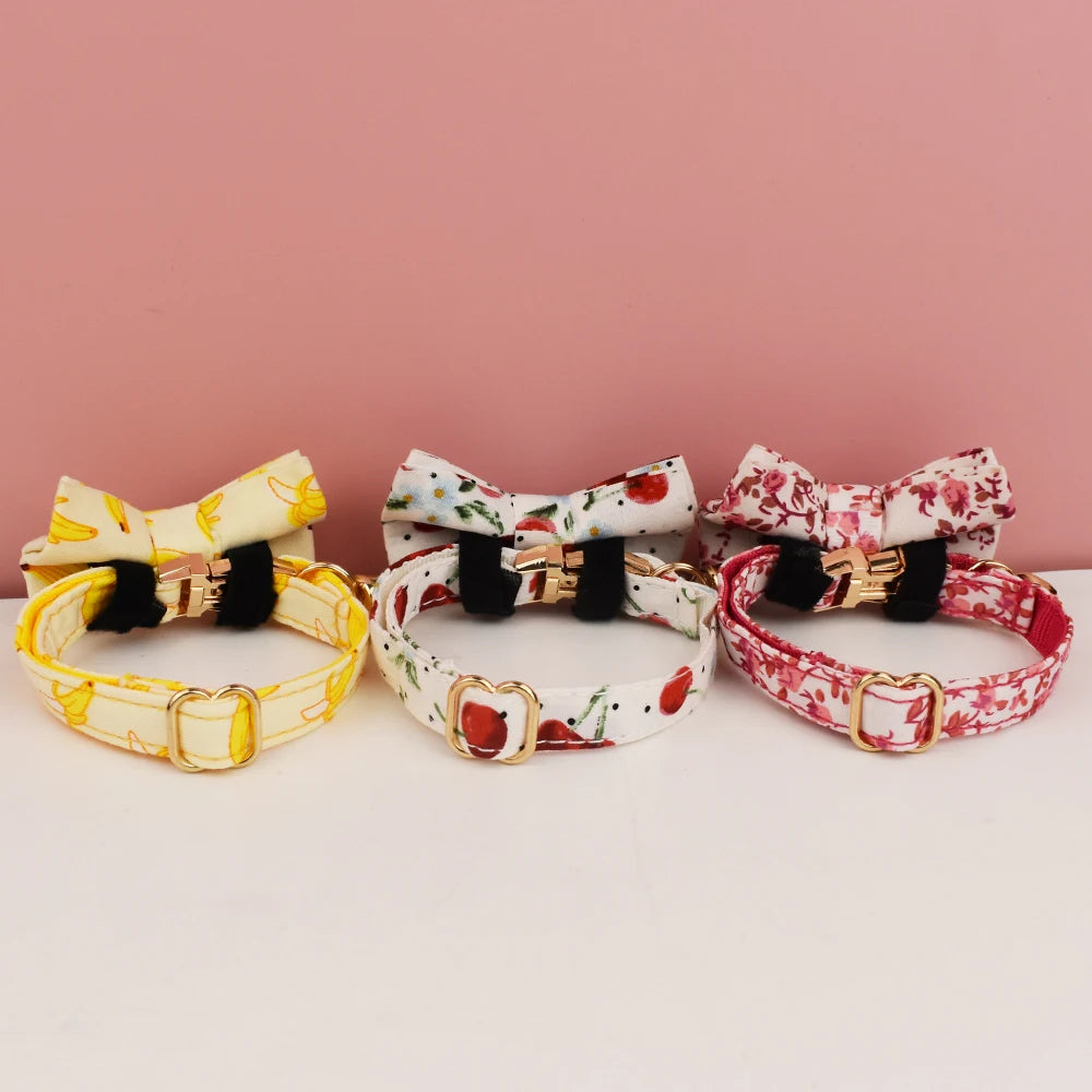 Cat Collar Bowknot Adjustable Safety Personalized pet collar Customized Name Soft