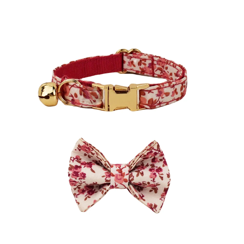 Cat Collar Bowknot Adjustable Safety Personalized pet collar Customized Name Soft