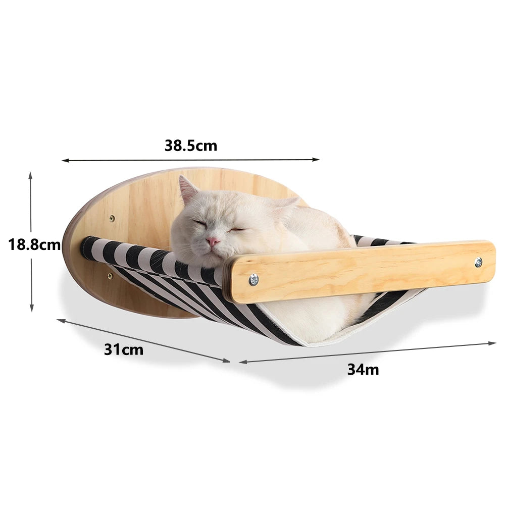 Cat Hammock Wall Mounted Wooden Furniture Scratcher Kitty Beds Perches Stable Cats Wall Shelves For Sleeping Playing Climbing