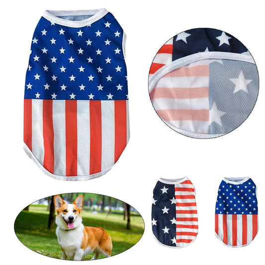 Independence Day Pet Dog Clothes Walking Cozy Cooling Breathable Cloth Mesh Puppy Vest for Small Medium Dogs Cats Chihuahua Pug