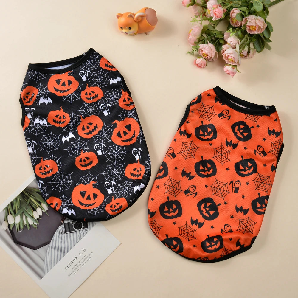 Halloween Dog Cosplay Costumes for Small Medium Dogs Cat Party Dressed Up Puppy Print Clothing Bulldog Chihuahua Pug Pet Outfits