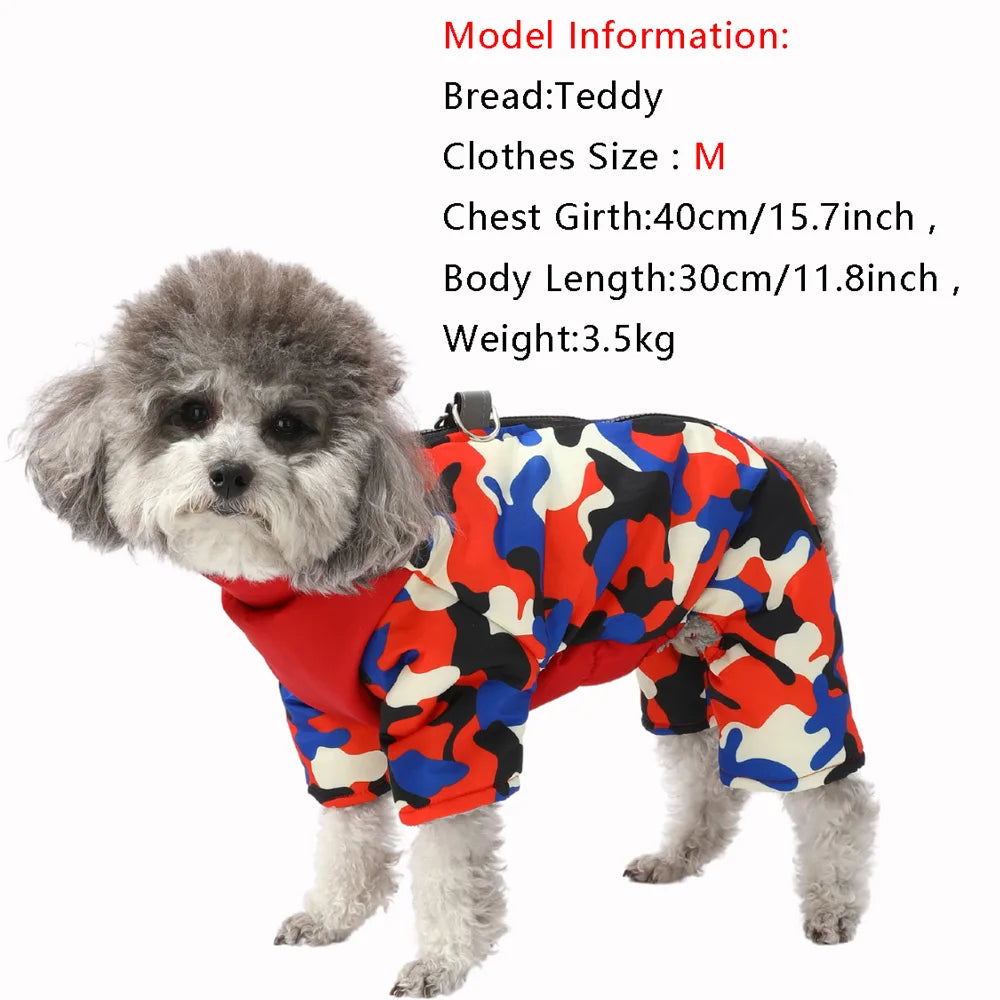 Winter Pet Dog Cozy Clothes Coat For Small Medium Dog Cat Puppy Thicken Print Jacket Coat with Zipper French Yorkshire Costumes