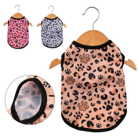 Pet Dog Vest for Small Medium Dogs Cats Leopard Print Breathable Cozy Cloth Mesh Puppy Sleeveless Vest Chihuahua Bulldog Cloth