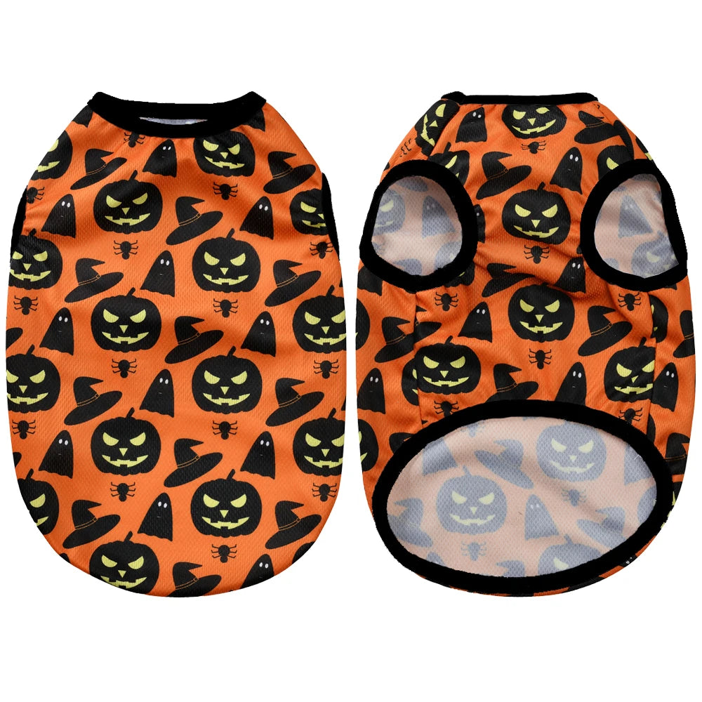 Pet Dog Clothes Vest for Small Medium Dogs Cats Halloween Party Dressed Up Funny Cozy Puppy Print Vest Chihuahua Pug Costumes