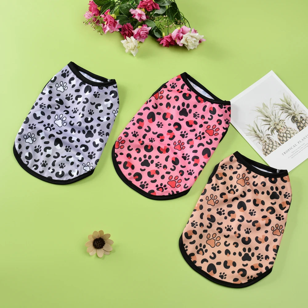 Pet Dog Vest for Small Medium Dogs Cats Leopard Print Breathable Cozy Cloth Mesh Puppy Sleeveless Vest Chihuahua Bulldog Cloth