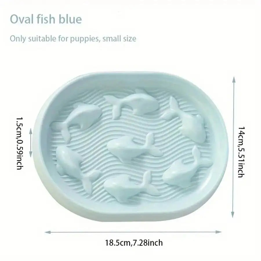 Oval Fish Shaped Cat Slow Food Bowl Plastic