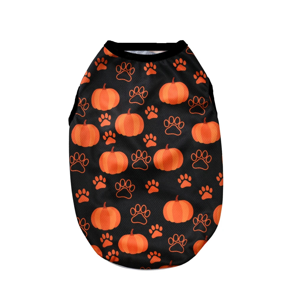 Pet Dog Clothes Halloween Party Dressed Up Cosplay Print Sleeveless Vest for Small Medium Dogs Cats Schnauzer Chihuahua Clothing