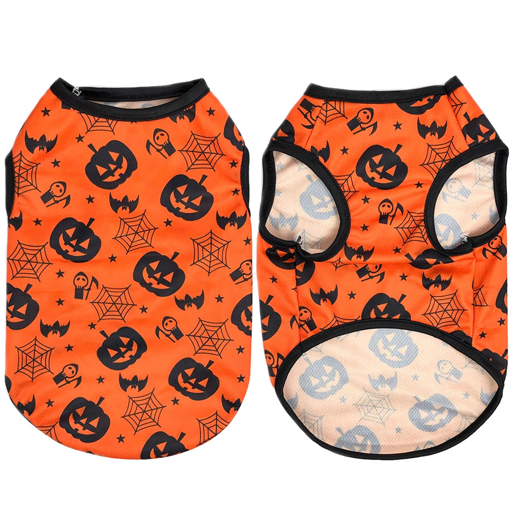 Halloween Pet Cozy Clothes for Small Medium Dogs Cats Party Dressed Up Cosplay Puppy Print Costumes Bulldog Chihuahua Clothing