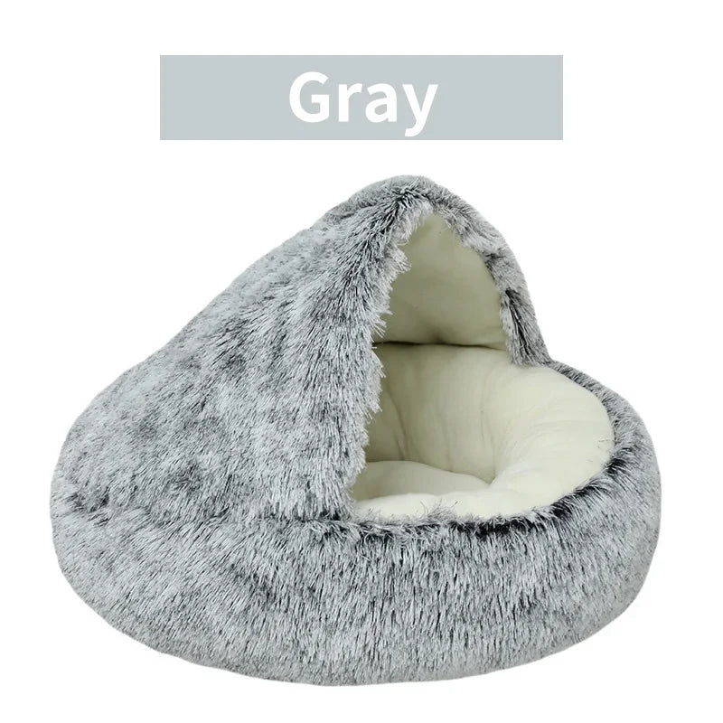 Winter Plush Pet Cat Bed Round Cat Cushion Cat House 2 In 1 Warm Cats Basket Pet Sleep Bag Kitten Nest Kennel for Small Dog Cats