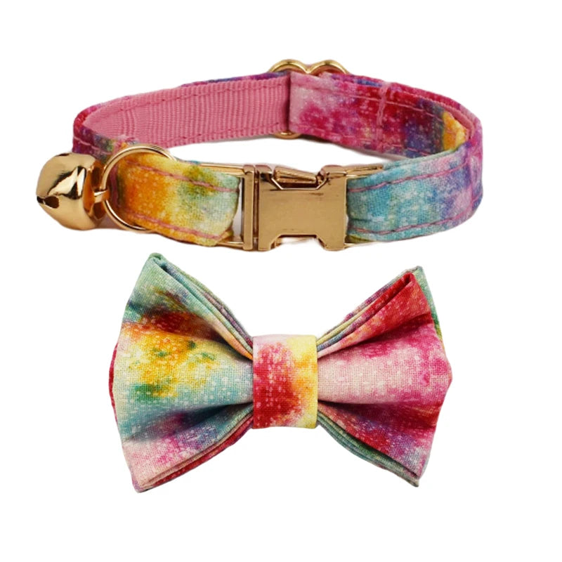 Cat Collar Bowknot Adjustable Safety Personalized pet collar Customized Name Soft