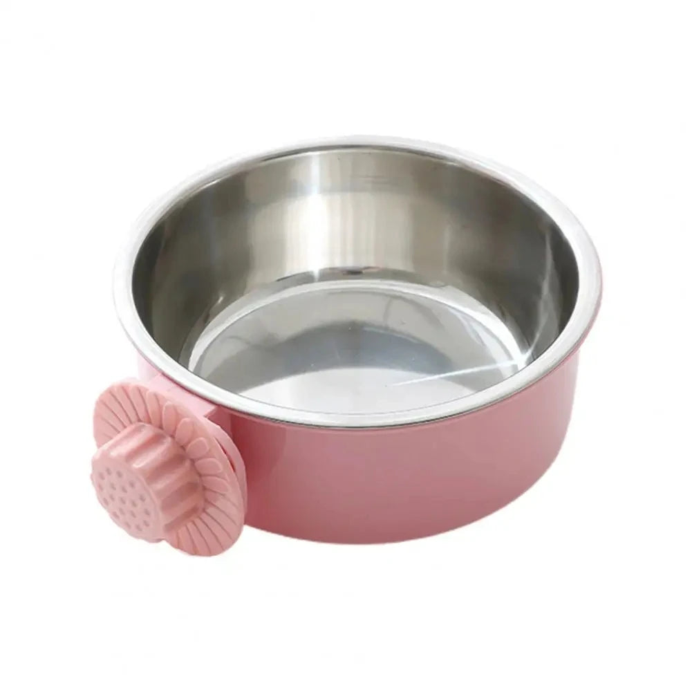 Pet Food Bowl Hanging Stainless Steel Pet Bowl Dogs Cats The 2-in-1 design is detachable Supplies Fixed Cat Bowl Crate Drinking