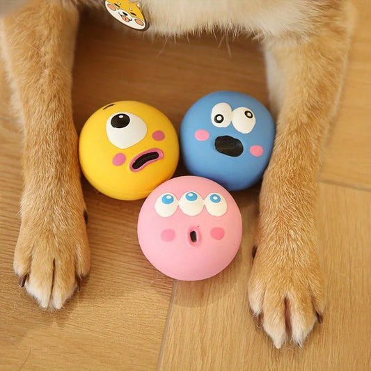 1pc/3pcs/set Dog Sounding Toy With Cute Big Eyeball Design,Pet Durable Latex Chew Interactive Training With Squeaky Dog Toy Ball