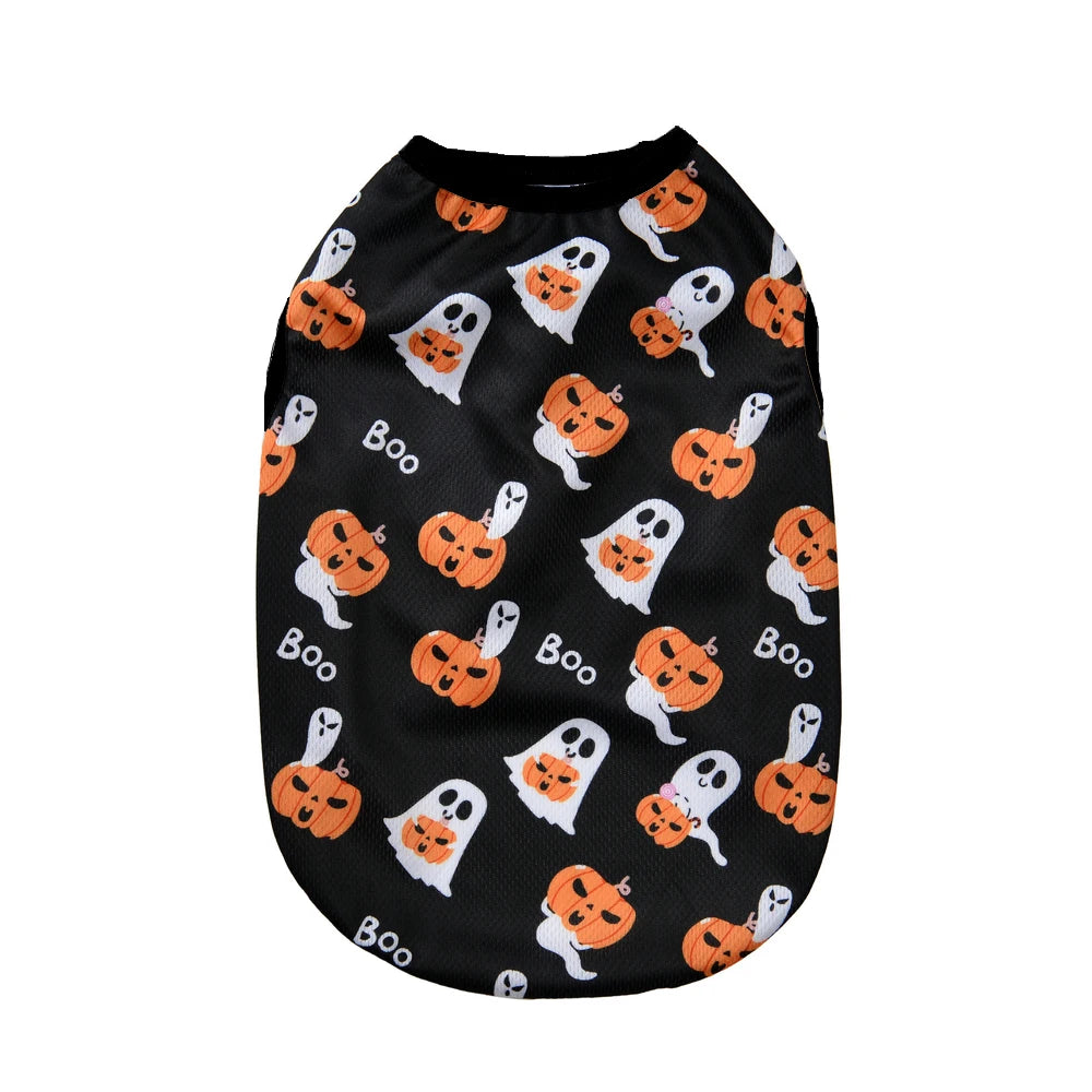 Pet Dog Clothes Halloween Party Dressed Up Cosplay Print Sleeveless Vest for Small Medium Dogs Cats Schnauzer Chihuahua Clothing