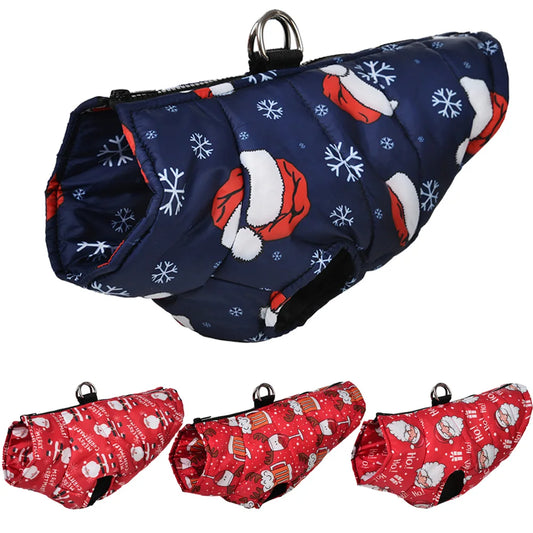 Dog Clothes for Small Medium Dogs Cats Autumn Winter Waterproof Puppy Christmas Print Jacket Coat Chihuahua French Pet Clothing