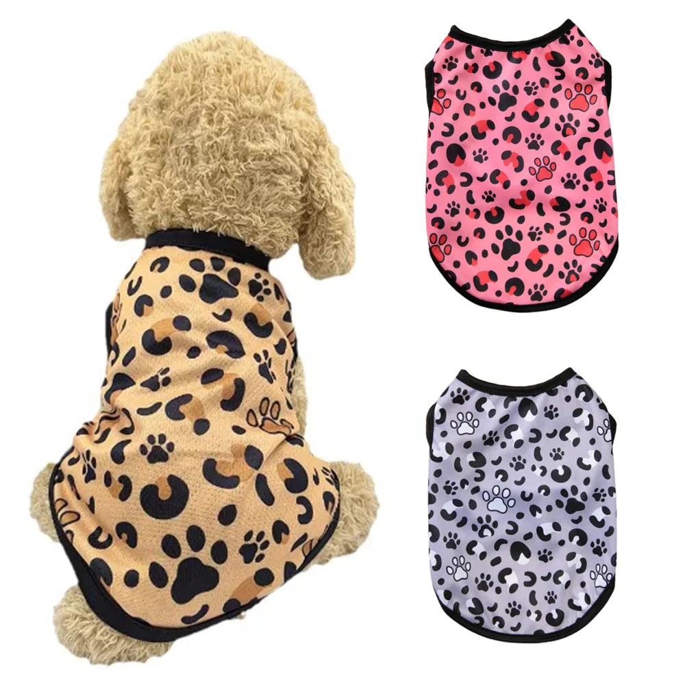 Pet Dog Vest for Small Medium Dogs Cats Walking Cooling Breathable Cloth Mesh Puppy Leopard Print Clothes Chihuahua Pug Clothing