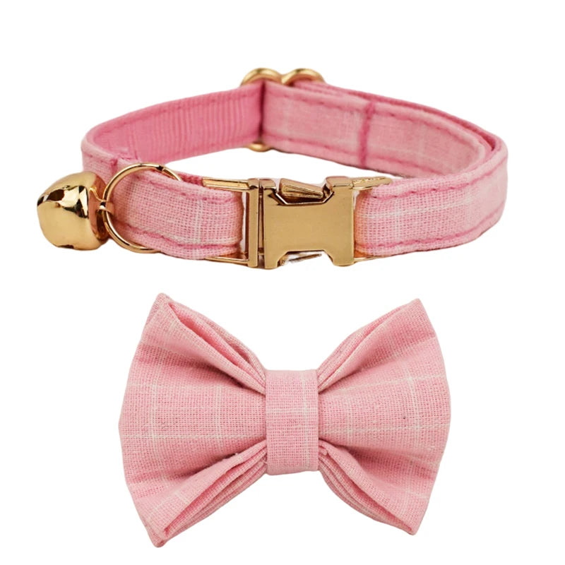 Cat Collar Bowknot Adjustable Safety Personalized pet collar Customized Name Soft