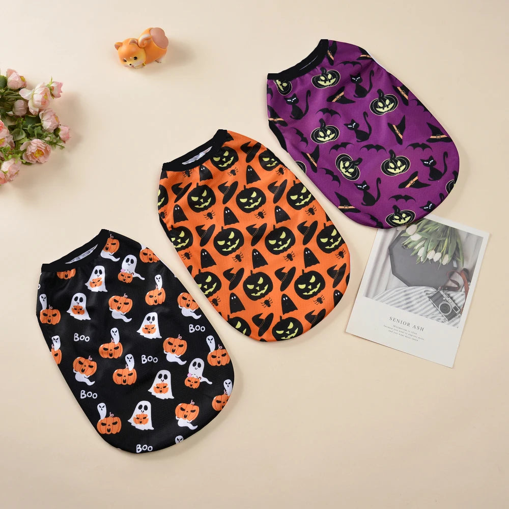 Pet Dog Clothes Vest for Small Medium Dogs Cats Halloween Party Dressed Up Funny Cozy Puppy Print Vest Chihuahua Pug Costumes