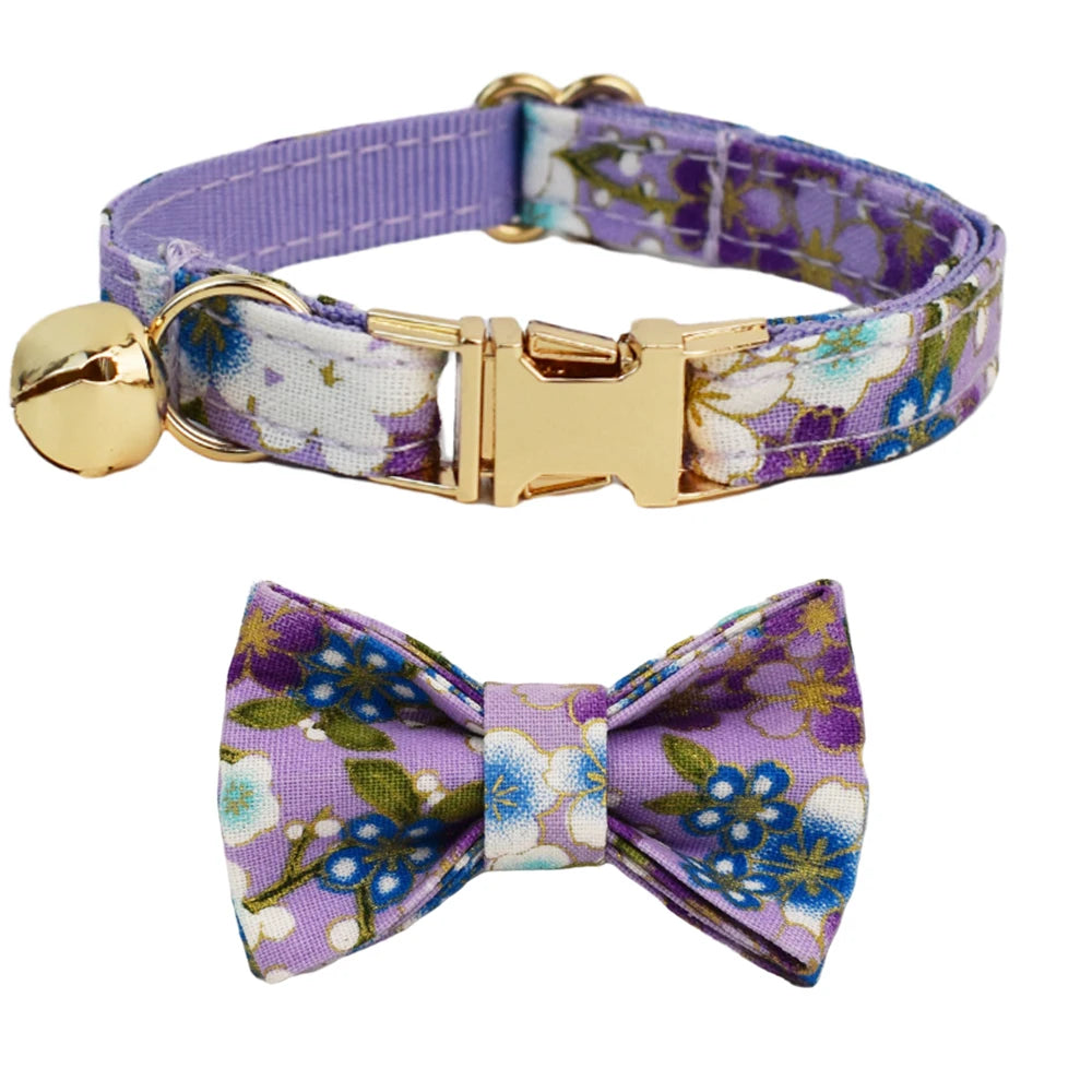 Cat Collar Bowknot Adjustable Safety Personalized pet collar Customized Name Soft