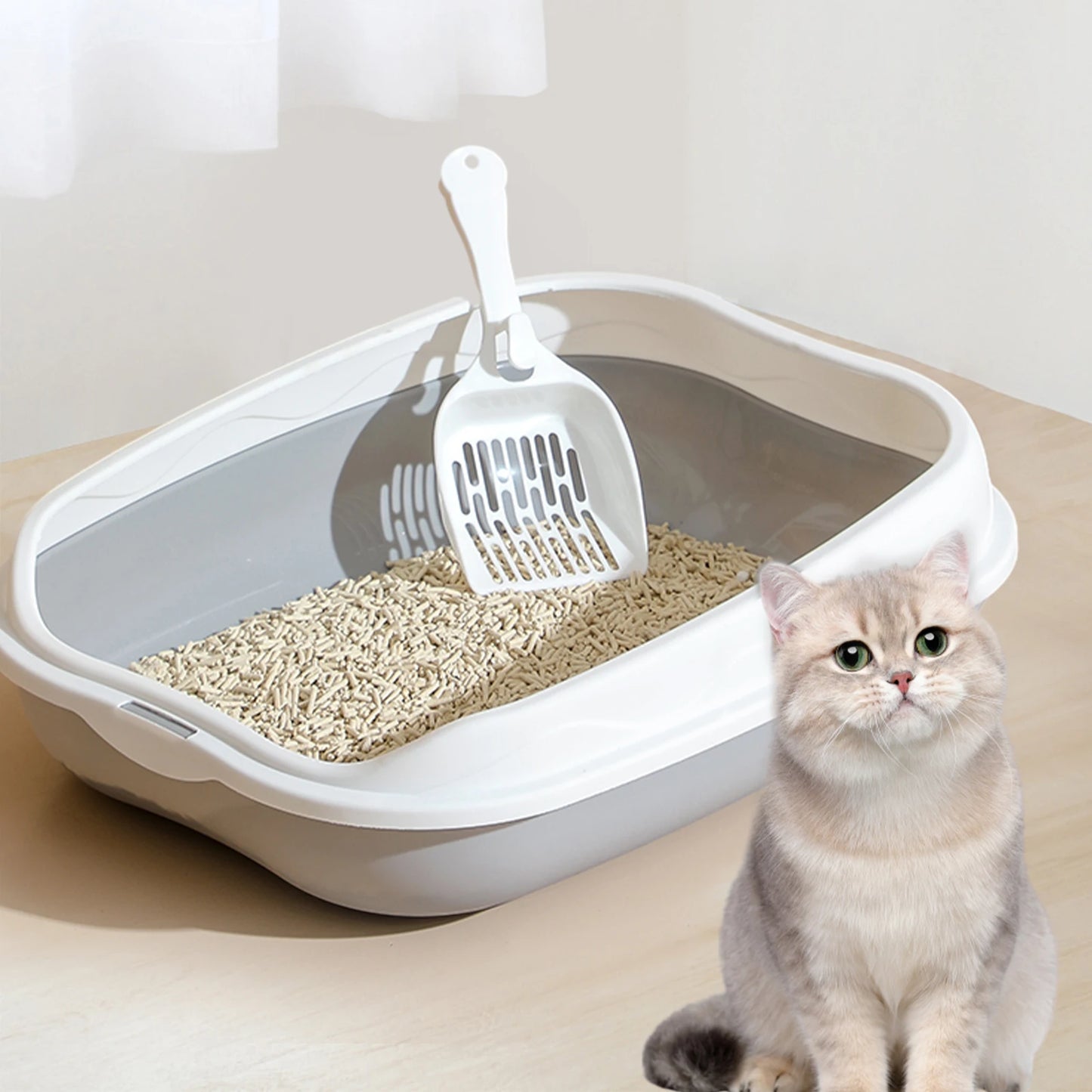 Cat Litter Box Portable Bedpan Removable Semi Closed Kitty Litter Pan Potty Toilet for Rabbit Medium Large Cats Small Animals