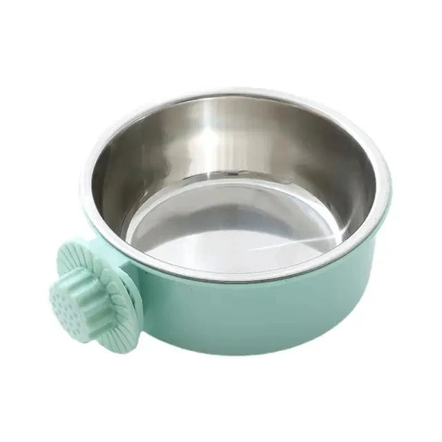 Pet Food Bowl Hanging Stainless Steel Pet Bowl Dogs Cats The 2-in-1 design is detachable Supplies Fixed Cat Bowl Crate Drinking