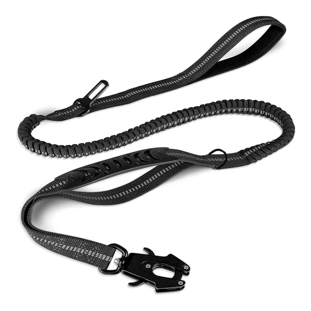 Reflective Shock Absorbing Pet Leashes with Car Seatbelt for Large Dogs Heavy Duty Tactical Bungee Dog Leash No Pull Dog Leash