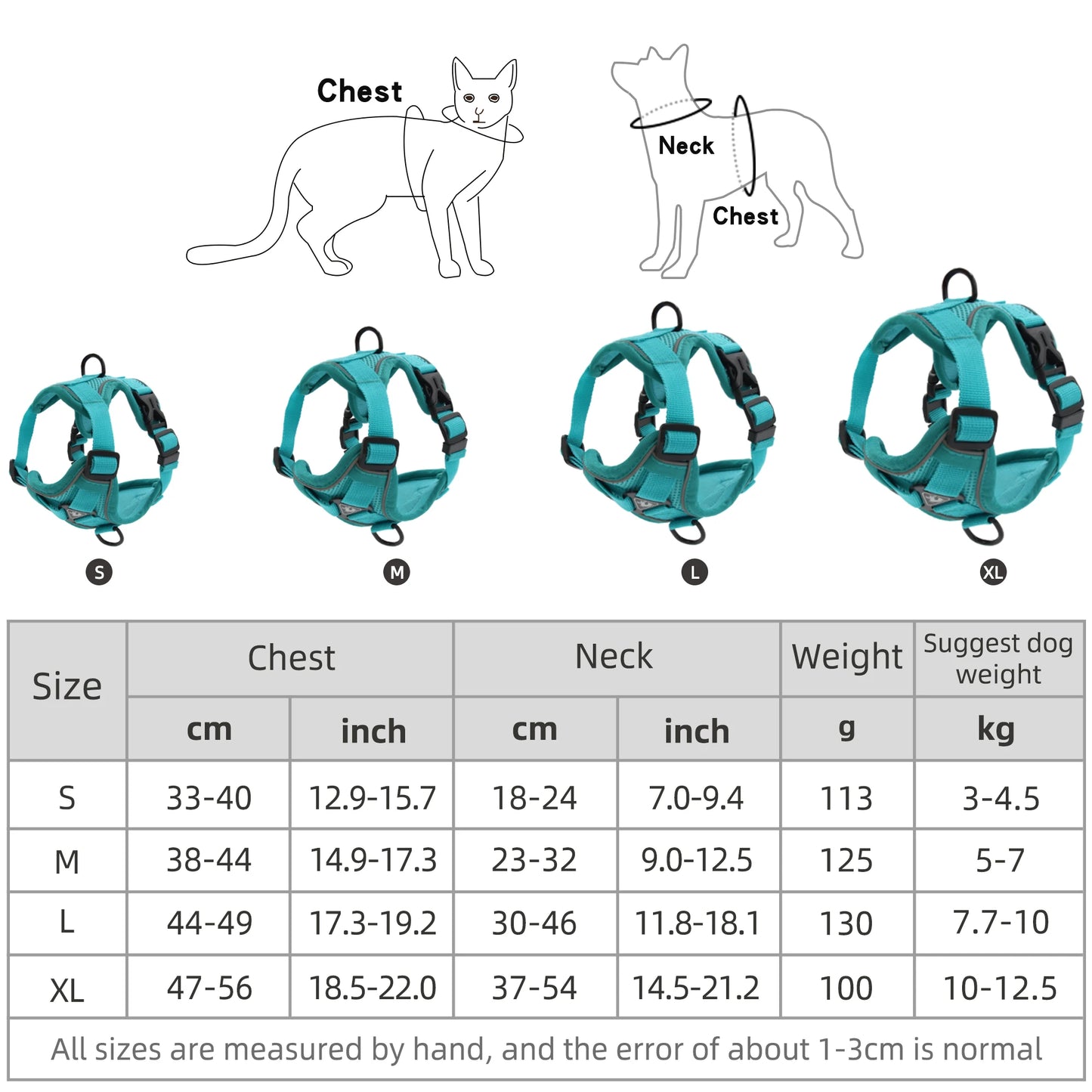 Reflective Dog Harness and Leash Set Outdoor Training Adjustable Harness Safety Pet Dog Accessories for Small Medium Big Dog Cat