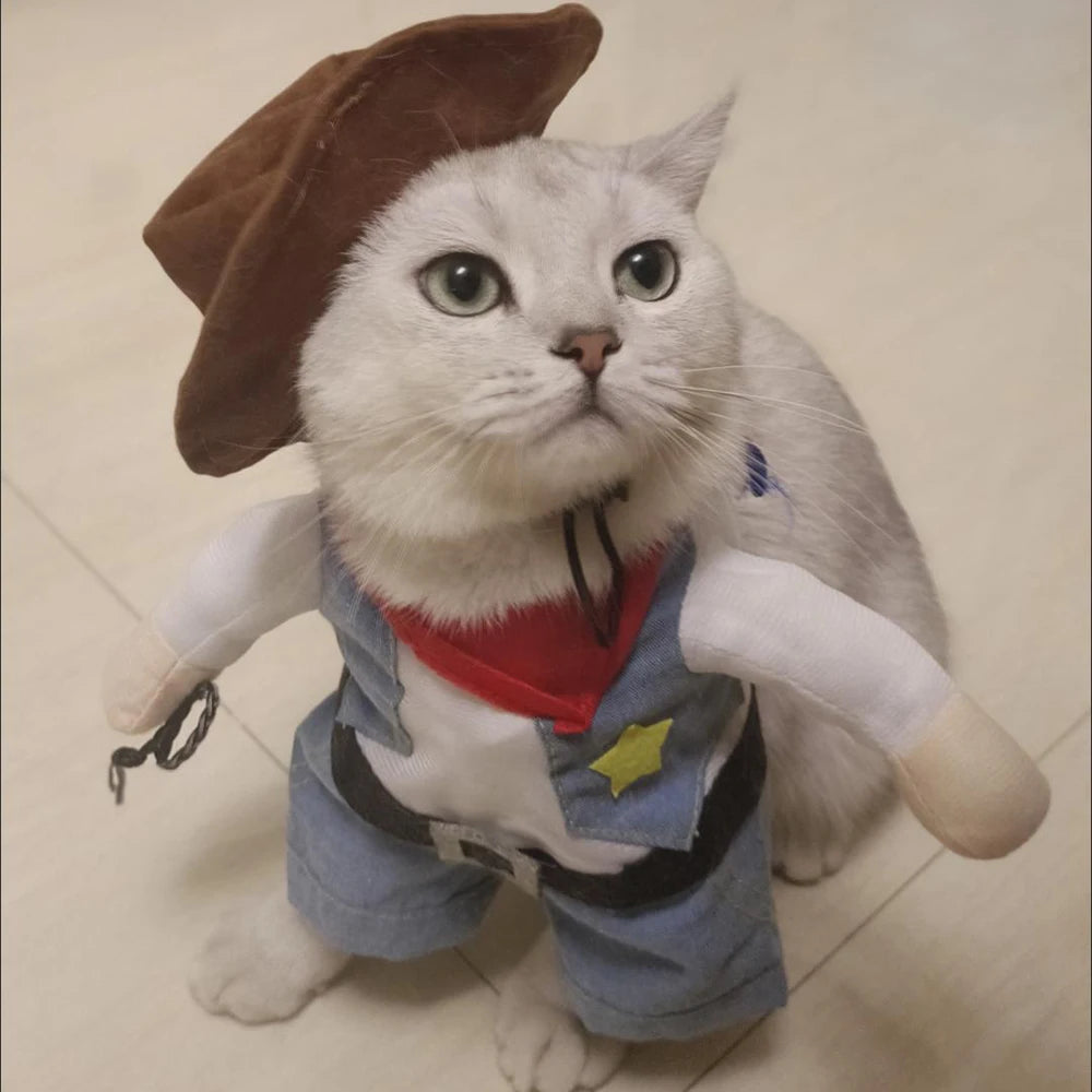 Pet Cat Cosplay Clothes Halloween Funny Cowboy Costume for Small Dog Cats Puppy Creative Novelty Kitten Dress Up Party Clothing