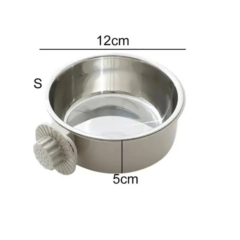 Pet Food Bowl Hanging Stainless Steel Pet Bowl Dogs Cats The 2-in-1 design is detachable Supplies Fixed Cat Bowl Crate Drinking