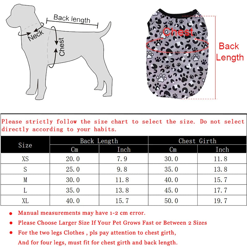 Pet Dog Vest for Small Medium Dogs Cats Leopard Print Breathable Cozy Cloth Mesh Puppy Sleeveless Vest Chihuahua Bulldog Cloth