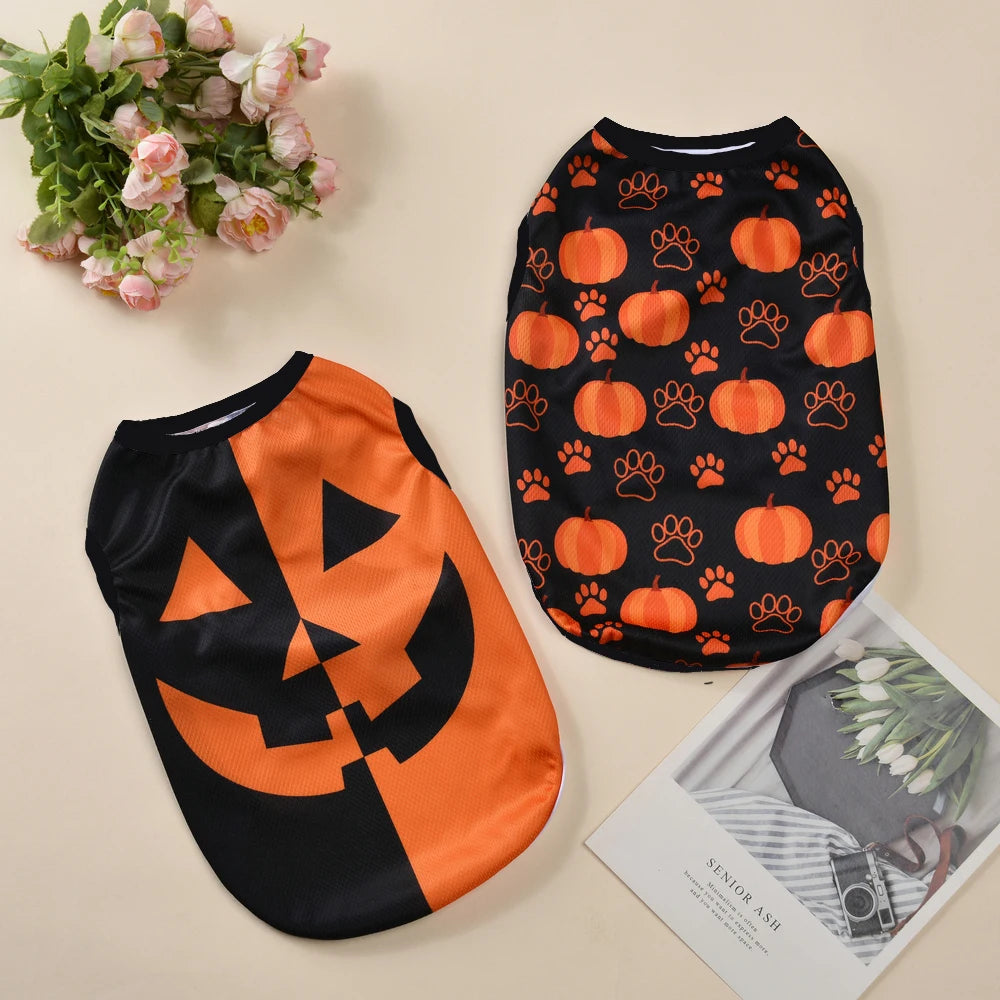 Pet Dog Clothes Vest for Small Medium Dogs Cats Halloween Party Dressed Up Funny Cozy Puppy Print Vest Chihuahua Pug Costumes